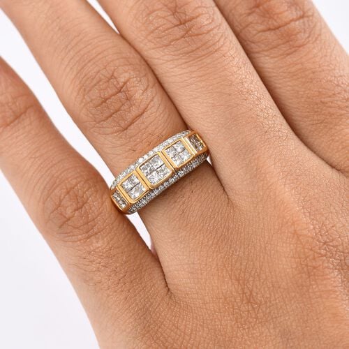 LUXURIANT DIAMOND - Lab Grown Diamant SI-GH SGL zertifiziert Ring, 925 Silber 750 Gelbgold Vermeil (Größe 17.00) ca. 1,00 ct image number 2