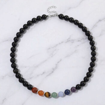 Shungit, Mehrfarbig Edelsteine Halskette ca. 45 cm ca. 300,00 ct.