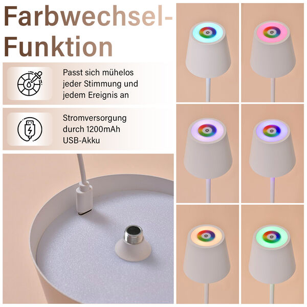 Kabellose Stehlampe mit Touch-Steuerung, Weiß, 18x118 cm image number 4