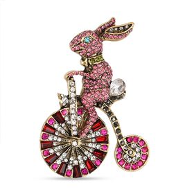 Mehrfarbiger Kristall Brosche Antikes Gold