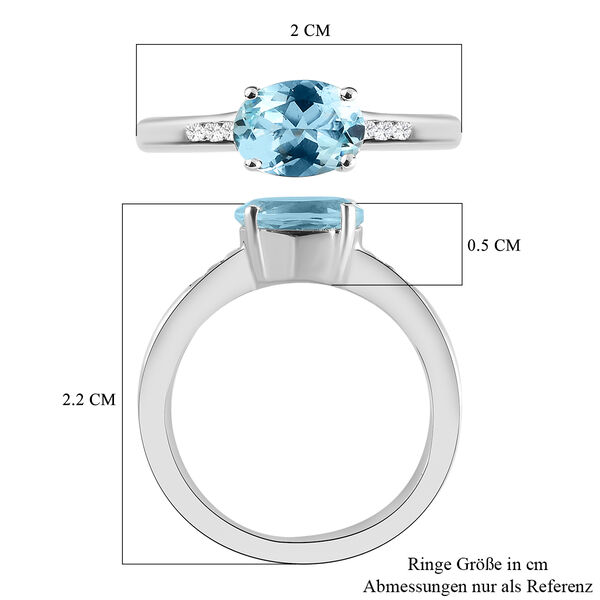 Espirito Santo Aquamarin und weißer Zirkon-Ring, 925 Silber platiniert  ca. 1,21 ct image number 7
