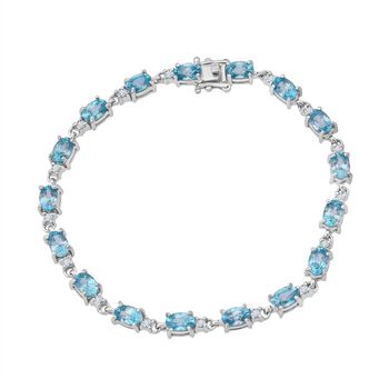 AA Blauer Zirkon, Lab Grown Diamant Armband ca. 19 cm 925 Silber rhodiniert ca. 14,72 ct.
