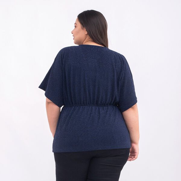 TAMSY Designer glitzer Tunika Bluse, One Size, Dunkelblau image number 2