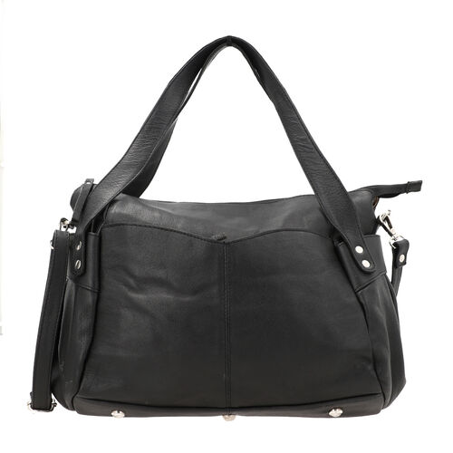 100% Echtleder Weekender Reisetasche mit RFID-Schutz, Schwarz image number 0