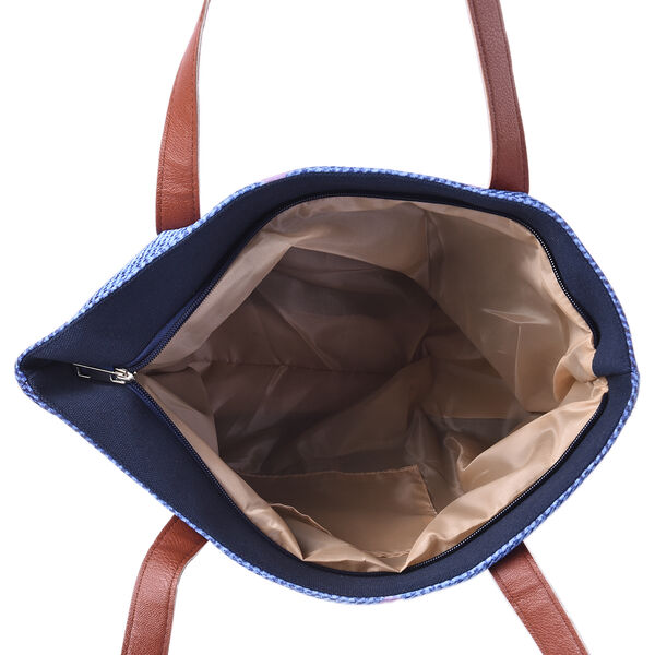 Handtasche f&uuml;r Frauen, Katzenmuster, Gr&ouml;&szlig;e: 42x9x32 cm, Blau image number 3