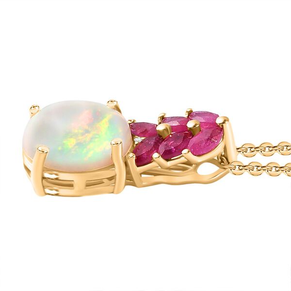 AA nat&uuml;rlicher, &auml;thiopischer Welo Opal, Zirkon und afrikanischer Rubin-Anh&auml;nger mit 45cm Kette - 2,31 ct. image number 5