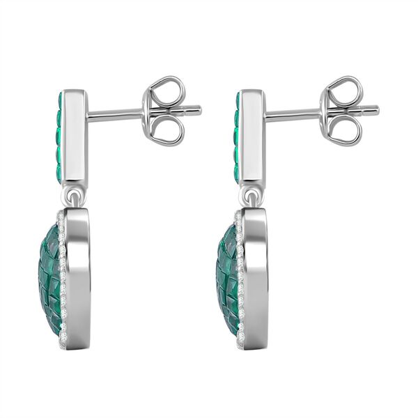 Grüne und weiße Zirkonia Halo Ohrringe image number 4