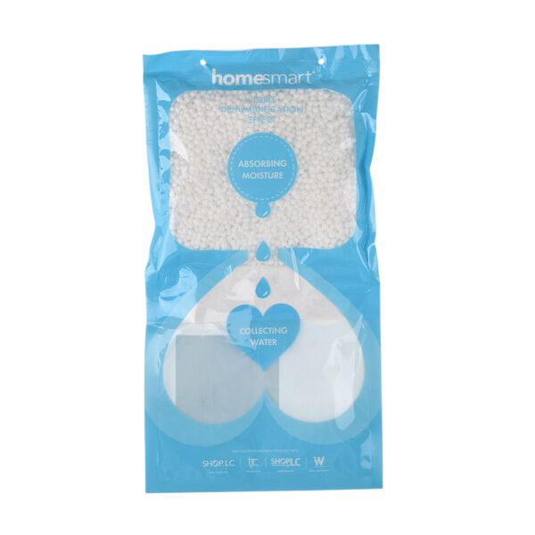 HOME SMART Hanging dehumidifier bag 220g*10  1.N.W: 220g Calcium chloride per bag  2. Without fragrance 3. White or blue hook+customized inner bag(Tymek)+blank outer bag  4.PET / PP 5. bag size:L30 x W16cm 6. G.W 250g image number 4