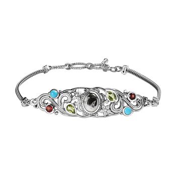 Wei&szlig;er B&uuml;ffel und Multi-Edelsteine 19cm Armband- 5,01 ct.