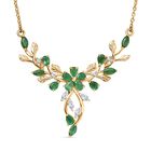 Kagem Sambischer Smaragd Halskette ca. 45 cm 925 Silber 750 Gelbgold Vermeil ca. 2.37 ct