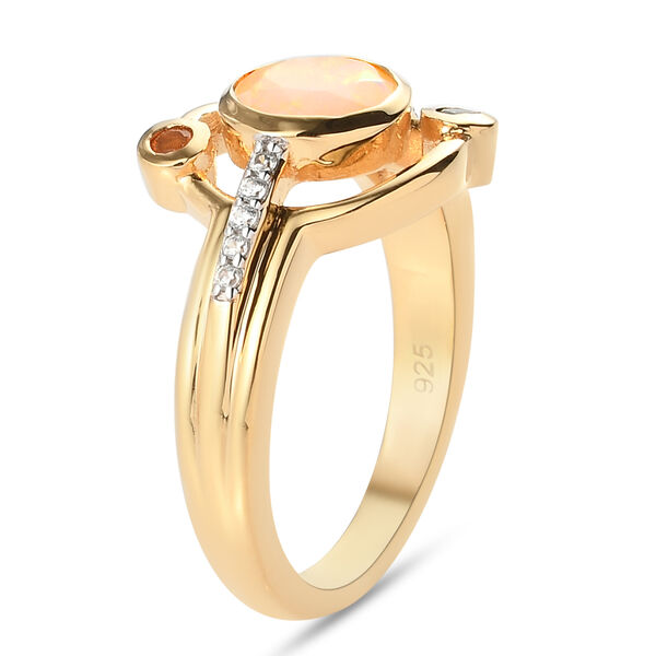 Nat&uuml;rlicher &Auml;thiopischer Opal und Nat&uuml;rlicher Chromdiopsid Ring 925 Silber vergoldet  ca. 1,08 ct image number 5