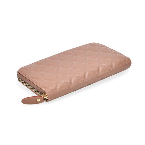 " life-style:Color:Light Peach; Size/Profile: Genunie Leather Wallet with RFID with box   Wall (exterior):Genunie Leather Lining (Interior):Polyester;  Pockets (exterior):Zipper -1;  Pockets (interior):card solt-12, currency divider-2,zipped-1 Size:19*2.5 image number 1