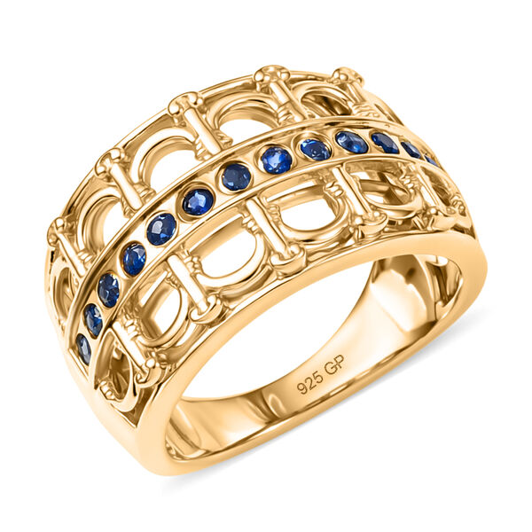 GP Royal Art D&eacute;co Kollektion- Kanchanaburi blauer Saphir Ring und halbe Creolen image number 5