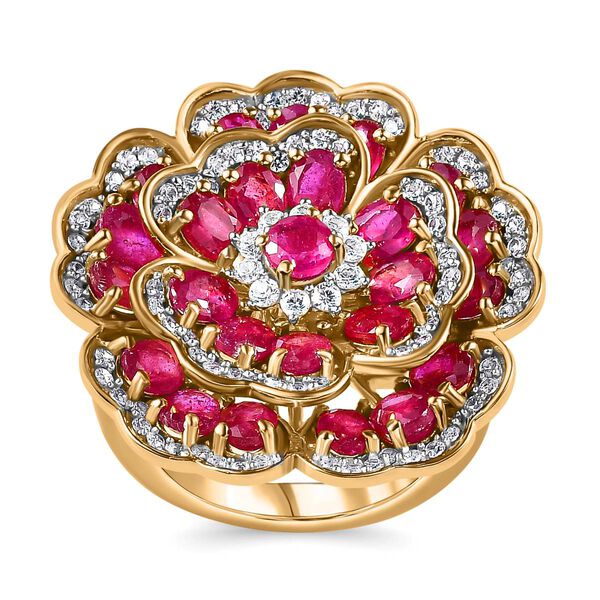 GP Italienische Garten Kollektion - Afrikanischer Rubin (Fissure gefüllt) Ring 925 Silber Gelbgold Vermeil (Größe 21.00) ca. 7.06 ct image number 4