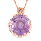 GP Italianische Garten Kollektion  - Rose De France Amethyst, weißer Zirkon Anhänger mit Kette, 925 Silber Roségold Vermeil ca. 24.27 ct