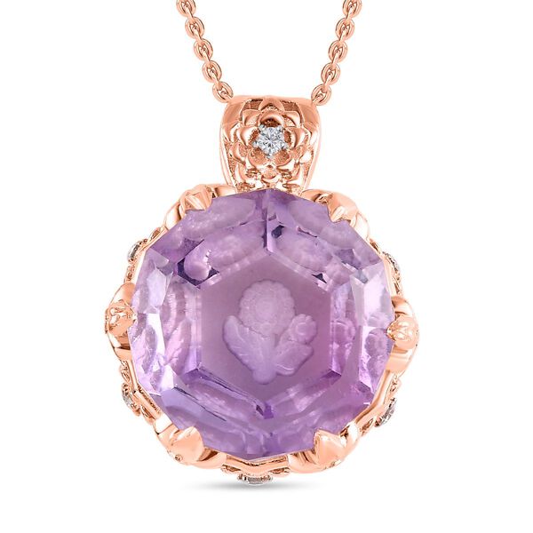 GP Italian Garden Kollektion- Rose De France Amethyst, Zirkon und blauer Saphir-Anh&auml;nger mit 50cm Kette - 24,27 ct.