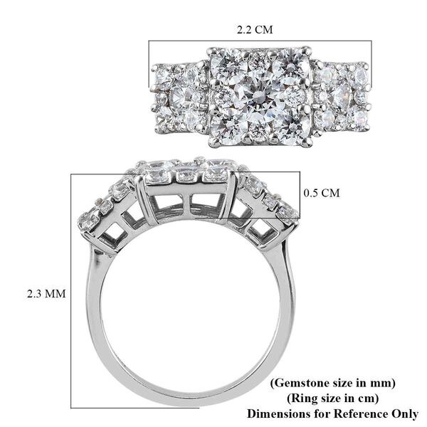 LUSTRO STELLA Hergestellt mit ZIRKONIA Cluster-Ring 925 Silber Platin-&Uuml;berzug image number 6