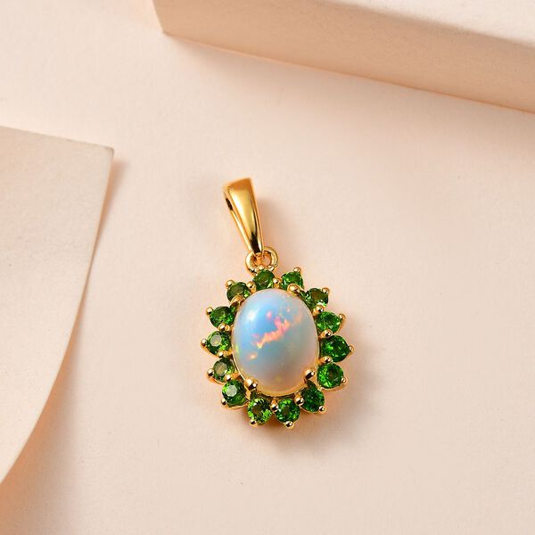 AA natürlicher, äthiopischer Welo Opal und Chromdiopsid-Anhänger - 1,74 ct. image number 2