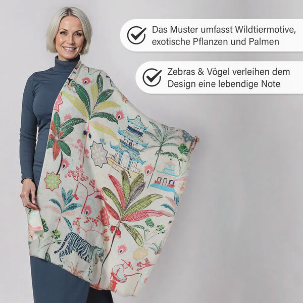 LA MAREY Schal aus 100% Kaschmirwolle, 70x195 cm, Cremefarben image number 2