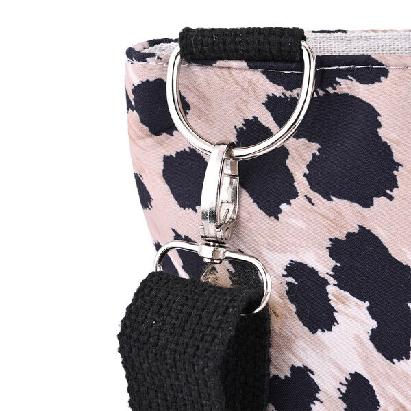 Handtasche mit Holzgriff, Schlangenhautmuster, Gr&ouml;&szlig;e 32x12x29cm, Schwarz und Beige image number 7