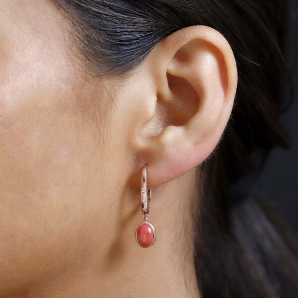 AAA Oregon Sonnenaufgang Pfirsich Opal, Wei&szlig;er Zirkon Ohrringe 925 Silber Ros&eacute;gold Vermeil ca. 1,93 ct. image number 3