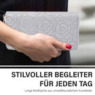Lange Brieftasche aus naturfreundlichem Kunstleder, 19x2.5x10cm, florales Muster, silber image number 1