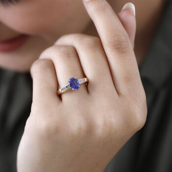 AAA Tansanit und Diamant Ring - 1,54 ct.