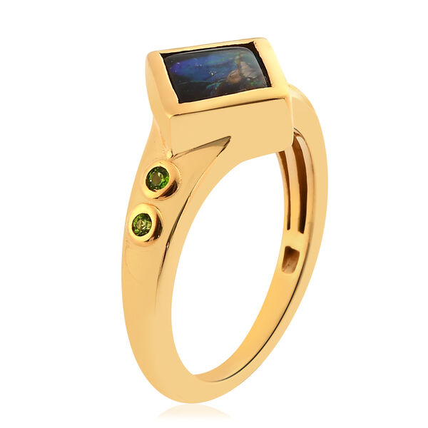 Ammolit und Natürlicher Chromdiopsid Ring 925 Silber vergoldet  ca. 1,07 ct image number 3