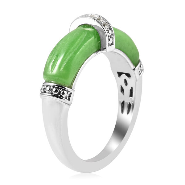 Gr&uuml;ne Jade und Zirkon Ring 925 Silber Rhodium-&Uuml;berzug image number 4