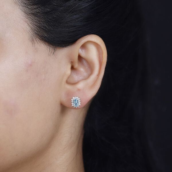 Paraiba-Apatit, Moissanit Ohrringe 925 Silber platiniert ca. 1.00 ct image number 3