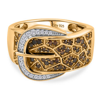 D'Joy Roter Diamant Ring 925 Silber 750 Gelbgold vermeil (Gr&ouml;&szlig;e 17.00)