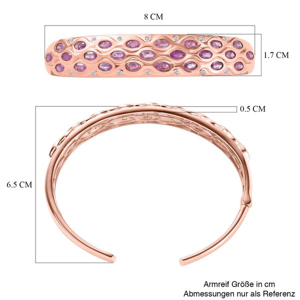 Ilakaka Rosa Saphir (Fissure gef&uuml;llt), Wei&szlig;er Zirkon Armreif ca. 19 cm 925 Silber Ros&eacute;gold Vermeil ca. 9,41 ct. image number 6