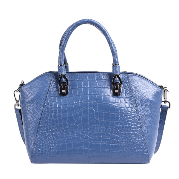 Crossbody-Tasche aus 100% Leder, Blau&nbsp;