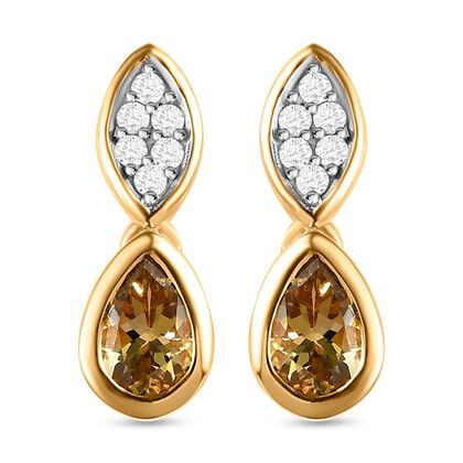 AA natürliche, goldene Tansanit und Zirkon-Ohrringe - 0,65 ct.