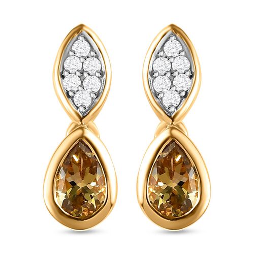 AA natürliche, goldene Tansanit und Zirkon-Ohrringe - 0,65 ct. image number 0