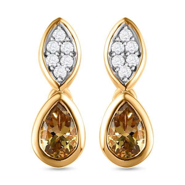 AA nat&uuml;rliche, goldene Tansanit und Zirkon-Ohrringe - 0,65 ct. image number 0