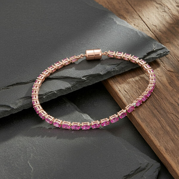 LUXURIANT AAA Labor Rosa Saphir und Labor Diamant 20cm Armband - 10,17 ct. image number 1