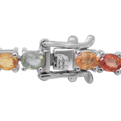 Mehrfarbig Saphir Armband 19 cm 925 Silber platiniert ca. 10,08 ct image number 1