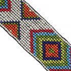 Handgemachter Stretch Perlen-Gürtel mit Holzschnalle, Weiß und Mehrfarbig, Raute image number 5