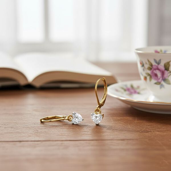 LUXURIANT SGL zertifizierte VS-GH Labor Diamant Ohrringe, 925 Silber 750 Gelbgold Vermeil - 1 ct. image number 2