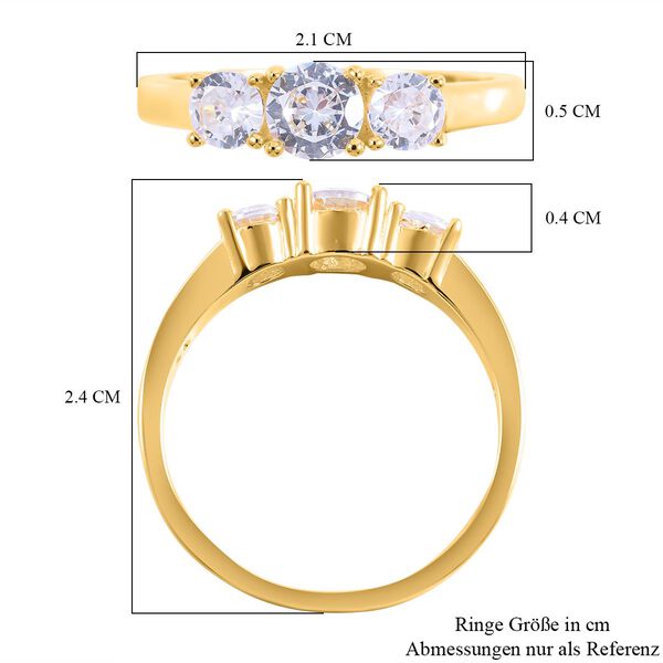 LUSTRO STELLA - Wei&szlig;er Zirkonia-Ring, 925 Silber vergoldet - 1,75 ct. image number 5