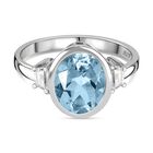 Himmelblauer Topas, Wei&szlig;er Zirkon Ring 925 Silber rhodiniert (Gr&ouml;&szlig;e 21.00) ca. 3,14 ct
