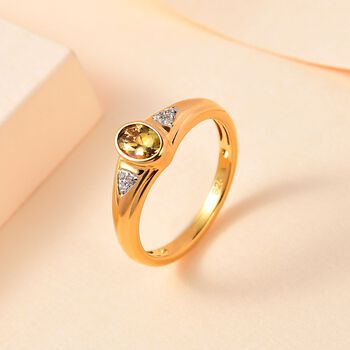 AA nat&uuml;rlicher goldener Tansanit und Zirkon-Ring - 0,49 ct.