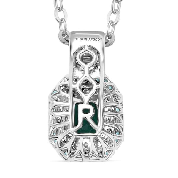 RHAPSODY zertifiziert und gepr&uuml;ft AAAA Kagem sambischer Smaragd, Paraiba Turmalin und Diamant Anh&auml;nger mit 45cm Kette in 950 Platin - 1,77 ct. image number 4