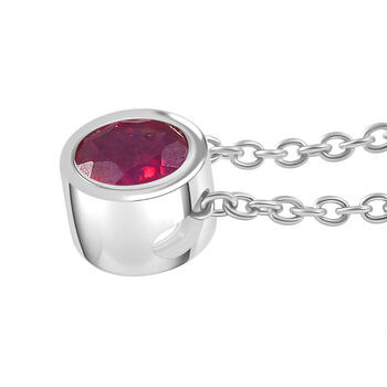 D'Joy afrikanischer Rubin Anh&auml;nger mit 50cm Edelstahl-Kette,  925 Silber platiniert  - 1,28 ct.