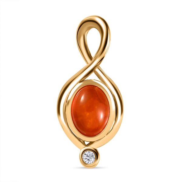 AA orange &auml;thiopischer Welo Opal und Zirkon-Anh&auml;nger - 0,84 ct.