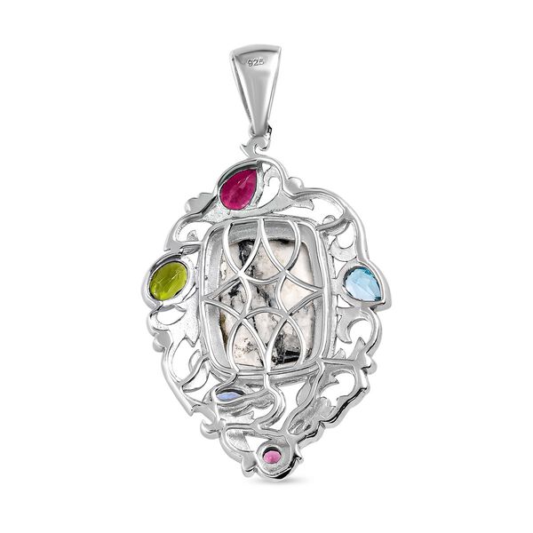 Wei&szlig;er B&uuml;ffel und mehrfarbiger Edelsteine-Anh&auml;nger - 11,75 ct. image number 5