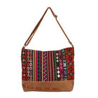 100% Echtes Leder verstellbare Umhängetasche, Größe: 48x33x13, hellbraun