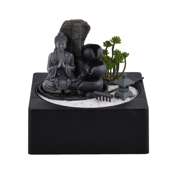 Buddha DIY Wasserbrunnen mit Licht und USB-Anschluss, Grau image number 0