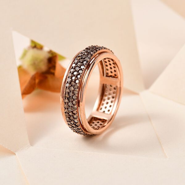 Natürlicher Champagner Diamant Anti-Stress Spinning Ring, ca. 1,00 ct. image number 7